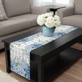 thumbnail image 4 of Blue Flower Table Runner 48 Inches Long, Grey Plaid Hydrangeas Eucalyptus Leaves Kitchen Coffee Dining Table Decoration for Home Party Birthday Wedding Home Decor 13x48 Inches, 4 of 8