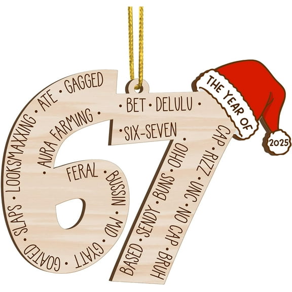 6PCS Santa Says Six Seven Christmas Ornament 2025, Funny 67 Meme Ornament, Funny Christmas Ornaments 2025, Santa Ornaments for Christmas Tree, Stocking Stuffers for Teens (Slang 67)