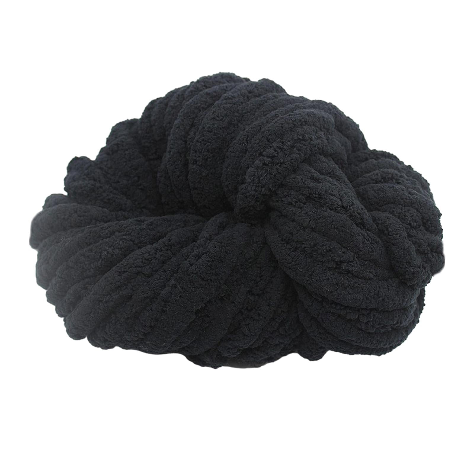 Tachiuwa Chunky Chenille Yarn for Crocheting, Bulky Thick Yarn for Knitting,Super Bulky Chunky Yarn for Hand Knitting Blanket Black