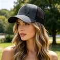 thumbnail image 3 of American Flag Embroidery Mesh Trucker Baseball Cap Breathable Polyester Curved Brim Sun Hat Adjustable Snapback Outdoor Hat For Men Women(Grey), 3 of 3
