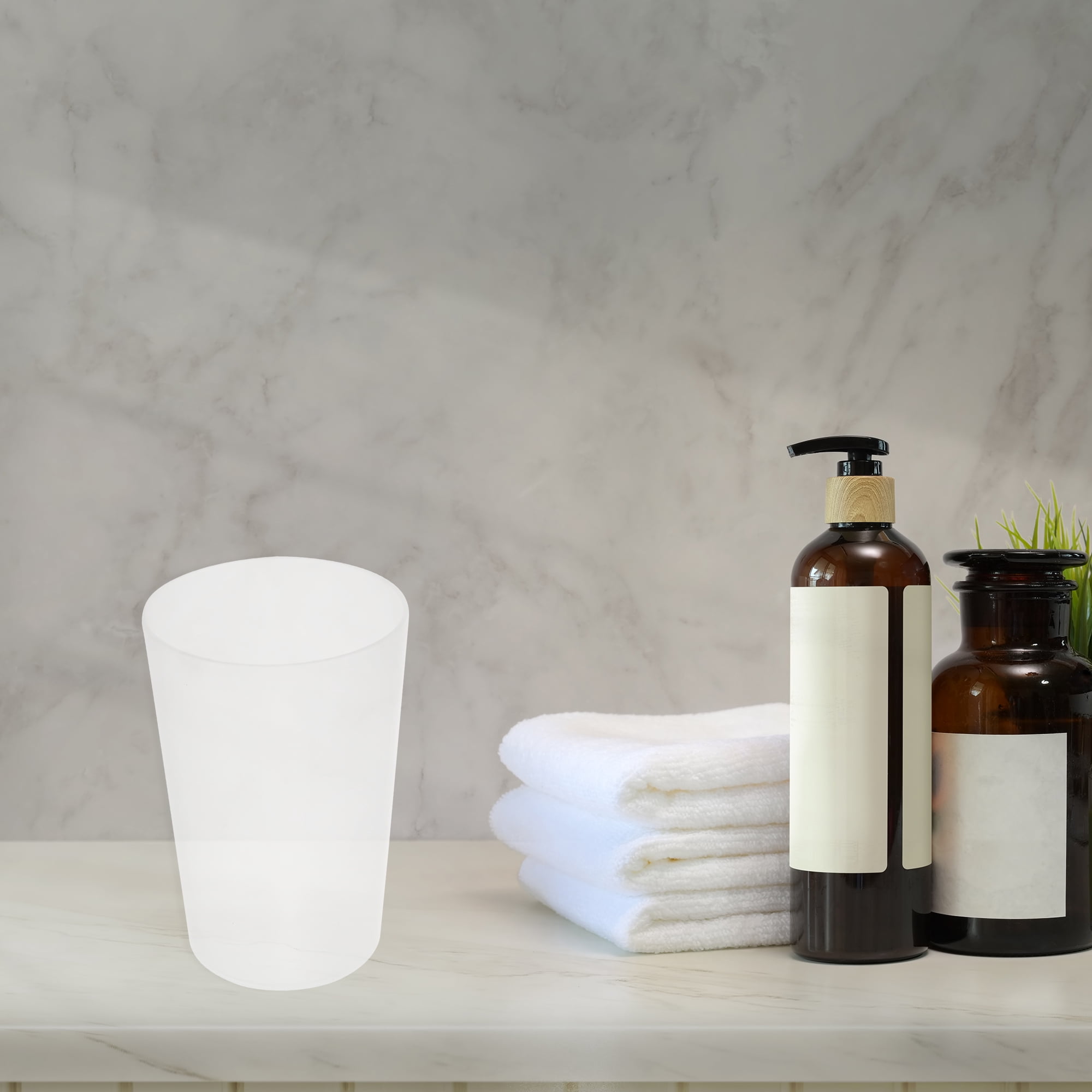 Unique Bargains 2pcs Bathroom Toothbrush Tumblers PP Cup for Bathroom 4.92''x3.03'' Clear, Gray