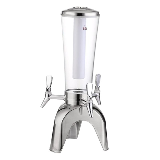 DOLITY Distributeur de Bière 3 L, Distributeur avec 3 Robinets, Distributeur de Boissons Portable, Tube de Congélation Amovible pour Fête, Restaurant, Camping