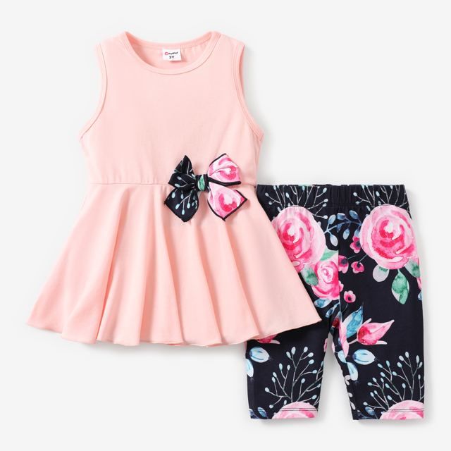 PatPat Ensemble 2 Pcs pour Filles, Plantes et Fleurs, Polyester/coton