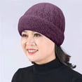 thumbnail image 2 of Beanie, CQXIDFH Women Baggy Crochet Beret, Soft Knitted Winter Beanie, Warm Casual Ski Fashion Headwear, Beret (Dark Purple, One Size), 2 of 5