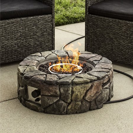Backyard Home Best Choice Products Home Outdoor Patio Natural Stone Gas Fire Pit for Backyard, Garden - Multicolor ()