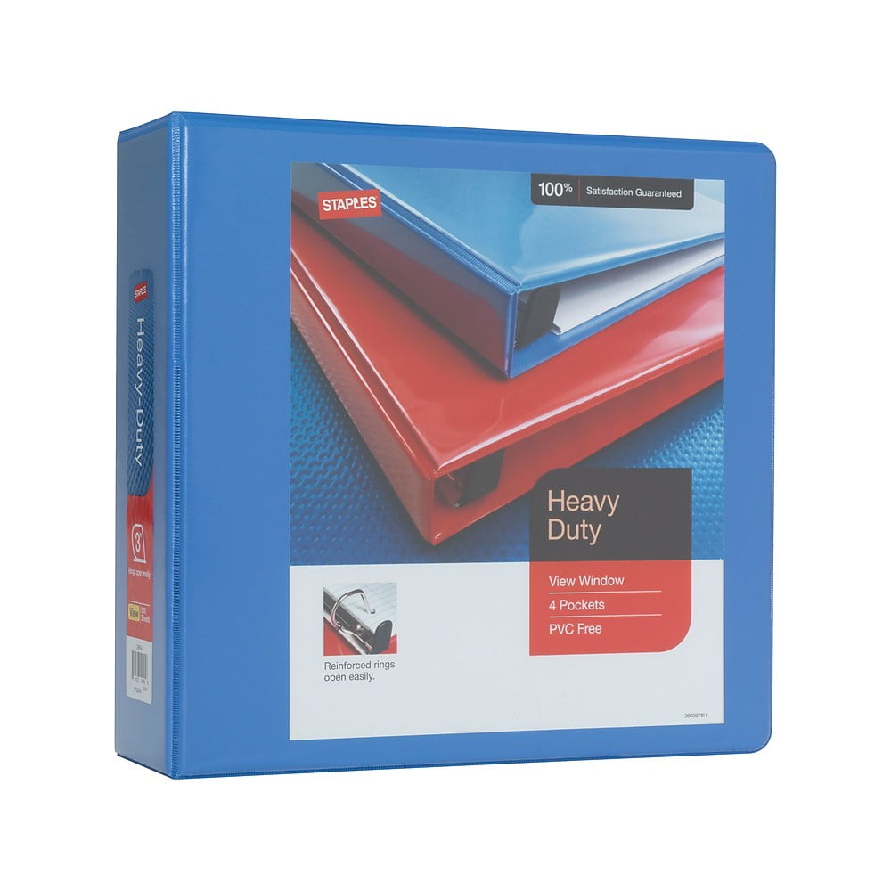 Staples Heavy Duty 3" 3Ring View Binder Periwinkle (24694) 82665