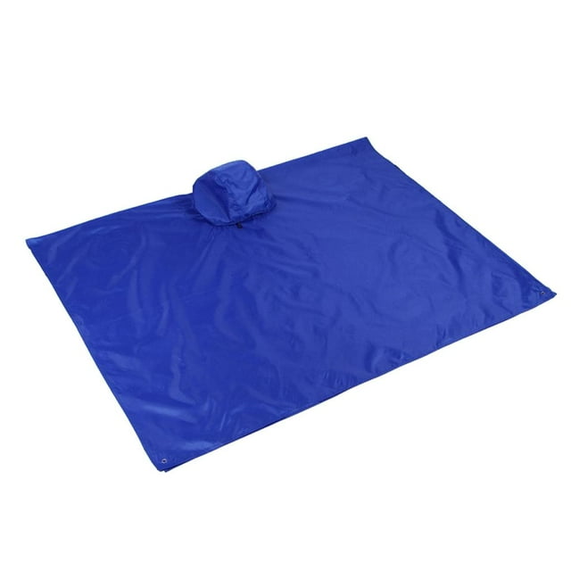 S SERENABLE Outdoor 3in1 Raincoat Poncho Backpack Rain Cover Tent Mat Waterproof Blue