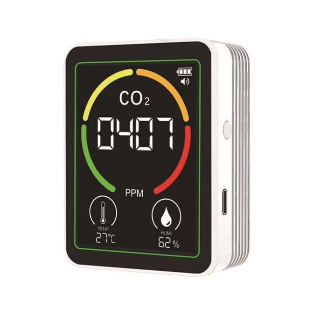 Indoor CO2 Meter Air Quality Monitor – 3-in-1 Carbon Dioxide Detector with Temperature, Humidity Sensor, Compact for Home Office