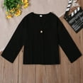 thumbnail image 4 of LIIPEE Boys Girls Tops Solid Color Cotton Linen Long Sleeve V Neck Button Shirt Kids Stylish Daily Tee Shirts,Black,8-10 Years, 4 of 6