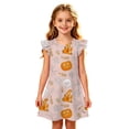 thumbnail image 5 of Yuncity Halloween Nightgowns For Girls Flutter Sleeve Cartoon Graphic Print Sleepwear Fall Cute Casual Cozy Sleep Dress Holiday Themed Party Pajamas Size,3-10 Years Pink, 5 of 5