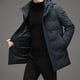 thumbnail image 2 of Chaqueta de plumón de longitud media para hombre, nueva chaqueta de invierno 2024 de color sólido grueso con capucha para hombre, abrigo para hombre con protección contra el frío, 2 of 4