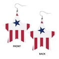 thumbnail image 2 of Leather Star Hook Earrings Flag Of Liberian Print Earring Dangle Drop Earring For Women, 2 of 6