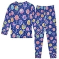 thumbnail image 2 of FORMRS Long Sleeve Top and Pants Pajama Set for Niños 2-Piece Sleepwear, Sizes 18M-8Y, Blue Colorful Candies, 2 of 6
