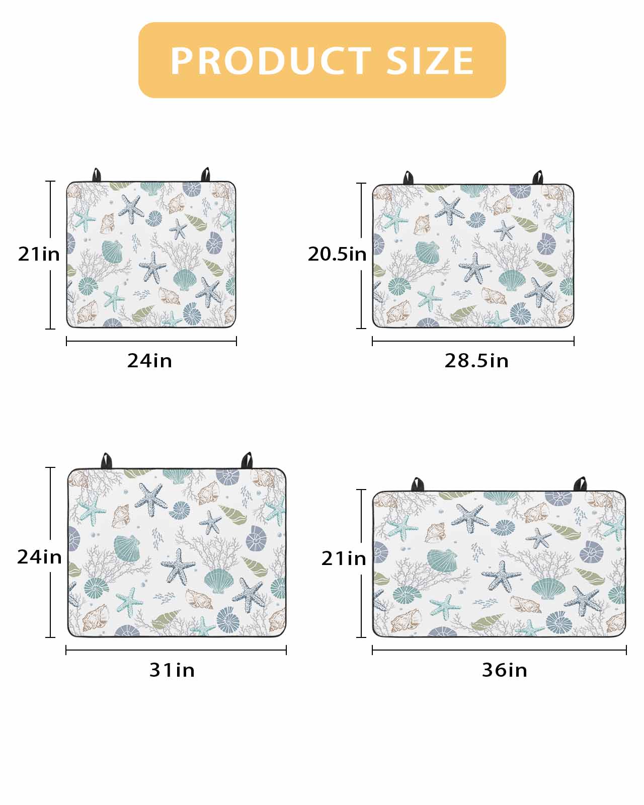 nqOlkjepod Large Induction Cooktop Protector Mat 36"x21", Ocean Coastal Stove Top Covers for Electric Stove, Nautical Starfish Seashells Coral Conch Stove Burner Cover Mats, Glass Top Stove Cover