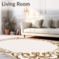 thumbnail image 2 of ODIKA 5'x7' Machine Washable Non-Slip Area Rug, Elegant Farmhouse Weathered Scroll Motif High Traffic Rug with Pad, Beige, 661165, 2 of 8