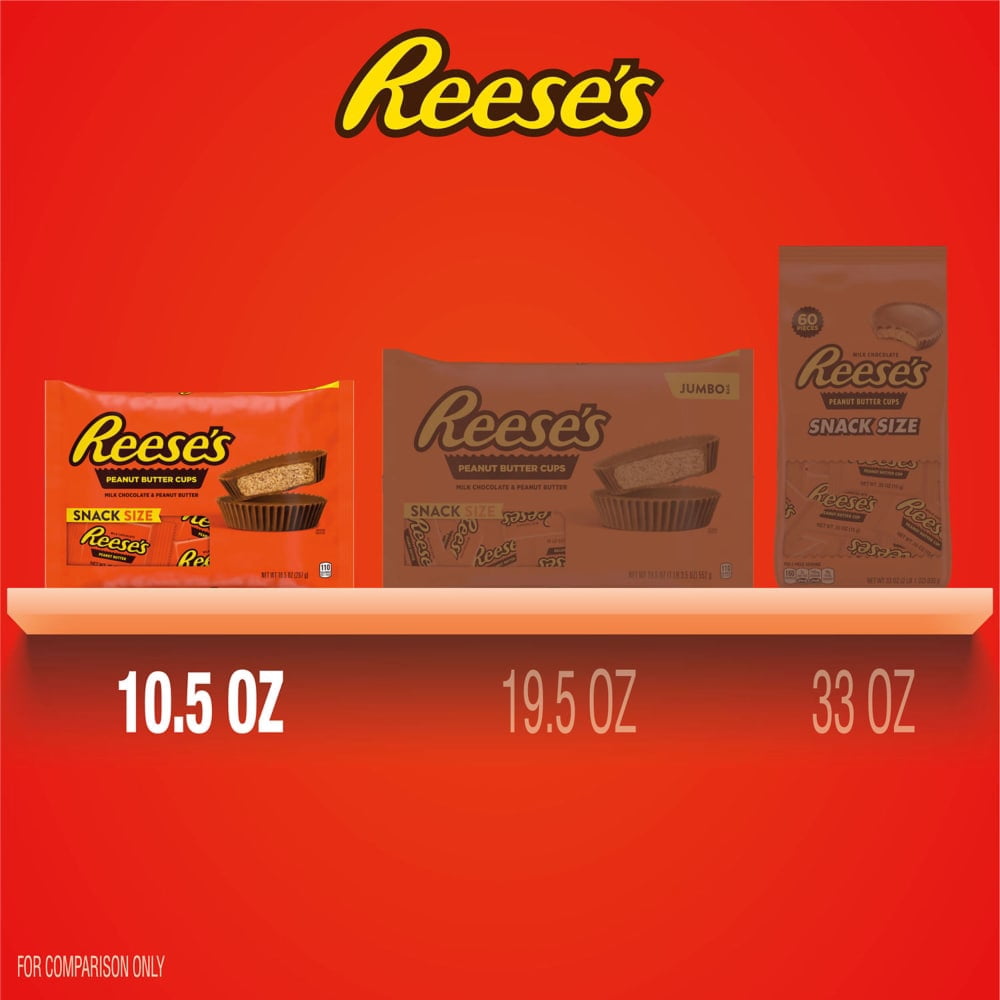 REESES Milk Chocolate Snack Size Peanut Butter Cups Candy Bag 10.5 oz - 5 Pack