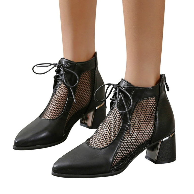 Low Heel Boots, Short Boots, Mesh Boot