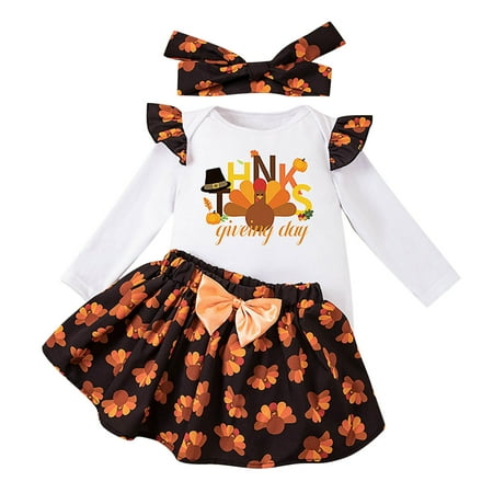 

Toddler Girls Letters Printing Flying Sleeve Long Sleeve Romper Short Skirt With Headband 3PC Children s Suit Baby Girl Clothes Baby Girl Skrit Set Birthday Dress Toddler