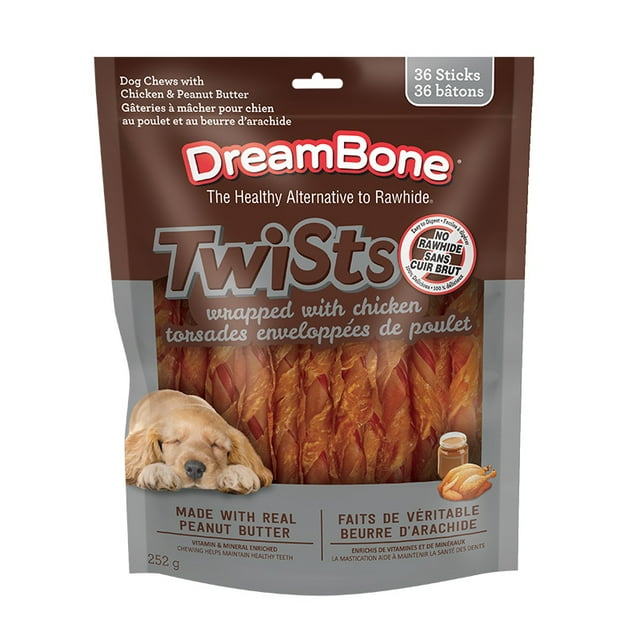 DreamBone Chicken Wrapped Twist Sticks Peanut Butter 36ct, 252g