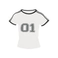 thumbnail image 3 of Women Summer Crop Tops Letter Print Short Sleeve Slim T Shirt, 3 of 5