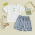 thumbnail image 2 of Bagilaanoe 2pcs Toddler Baby Boy Shorts Set Short Sleeve T Shirt Tops + Shorts 6M 12M 18M 24M 3T Kids Casual Summer Clothes, 2 of 8