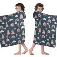 thumbnail image 4 of Dark Blue Princess Castle Carriage Pattern Hooded Bath Towel，60"x35" for Ages 3 To 12 Kids, Quick Dry Lightweight Soft Microfiber Hood Beach Towel Cover Up for Kids, 4 of 7