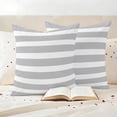 thumbnail image 3 of Grey Stripe Outdoor Waterproof Pillow Covers, Modern Simple Geometric White Striped Decorative Square Throw Pillowcase Sofa Cushion Sham for Patio/Couch/Chair, 18"x18" 2 Pack, 3 of 8