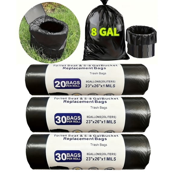 SJORHNUS 8 Gallon Portable Toilet Replacement Bags, 80 Count Camping Potty Liners, Suitable for Camping, Travel, Car & Outdoor Emergency Use