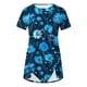thumbnail image 4 of Blusas de Manga Corta para las Mujeres Botón Impreso Cuello Redondo Top Casual, Blusas para las Mujeres Casual, 4 of 5
