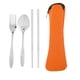 thumbnail image 5 of Vajilla para acampar - Palillos portátiles de acero inoxidable con cuchara y tenedor con bolsa de almacenamiento Juego de cubiertos para acampar(naranja), 5 of 5