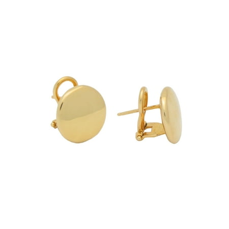 Sterling Silver Omega Back Mirror Button Earrings dipped in Gold (15mm)