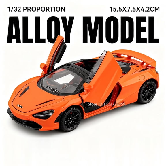 1:32 720S Senna Model Toy Sports Cars Alloy Diecast Sound Light Exquisite Interior Pull Back Supercar Models for Kids Presents