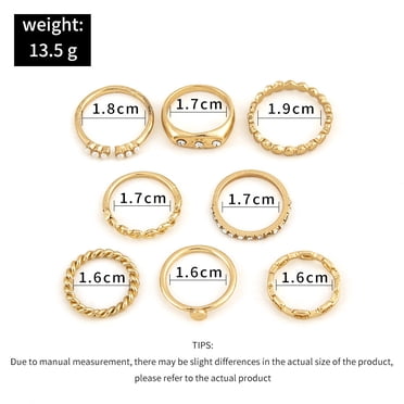 Womens Gold Rings Set Eight-Pointed Star Rings with Pearl and Diamond Geometric Alloy European Rings Fashion Jewelry 8