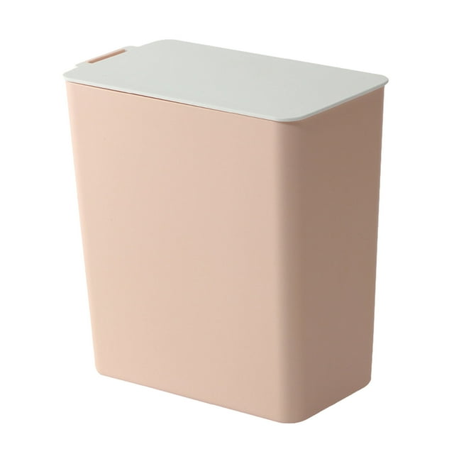 Small Trash Can Desktop Covered Plastic Push Type Trash Can, Small Countertop Trash Can for Office Dressing Table Trash Can with Lid