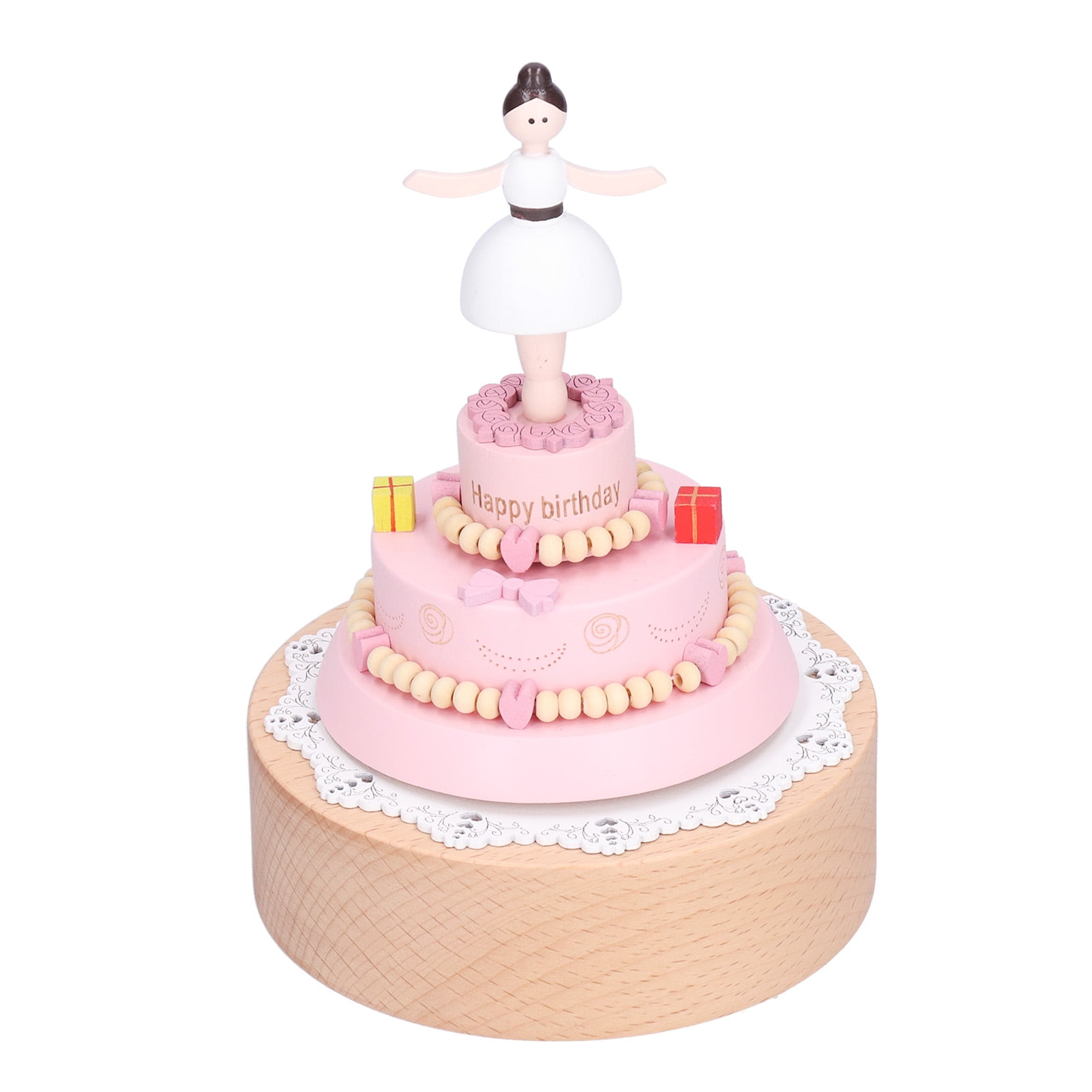 Henmomu Home Decoration,Birthday Cake Music Box,Wooden Music Box Girl