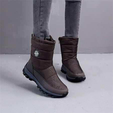 

Wefuesd Ladies Winter Flat-Bottomed Water-Repellent And Velvet Warm Mid-Tube Snow Boots Winter Boots For Women Boots For Women Brown 37