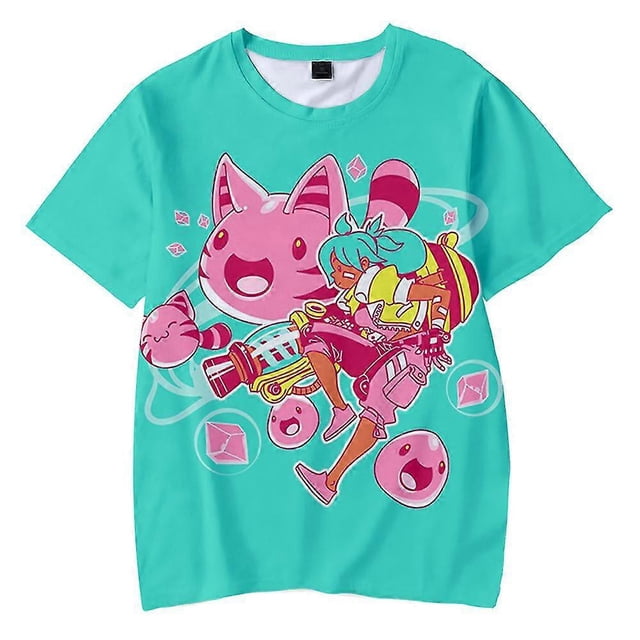 T-shirts Slime Rancher Dessin Animé Anime Jeu Impression 3d T-Shirt Été Mode Enfants Décontracté Garçon Fille Neutre Col Rond Tees Tops