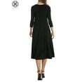 thumbnail image 3 of Luxtrada Women's Solid Casual Basic Comfy 3/4 Sleeve Loose Fit A-line Midi Dress (Black,L), 3 of 5