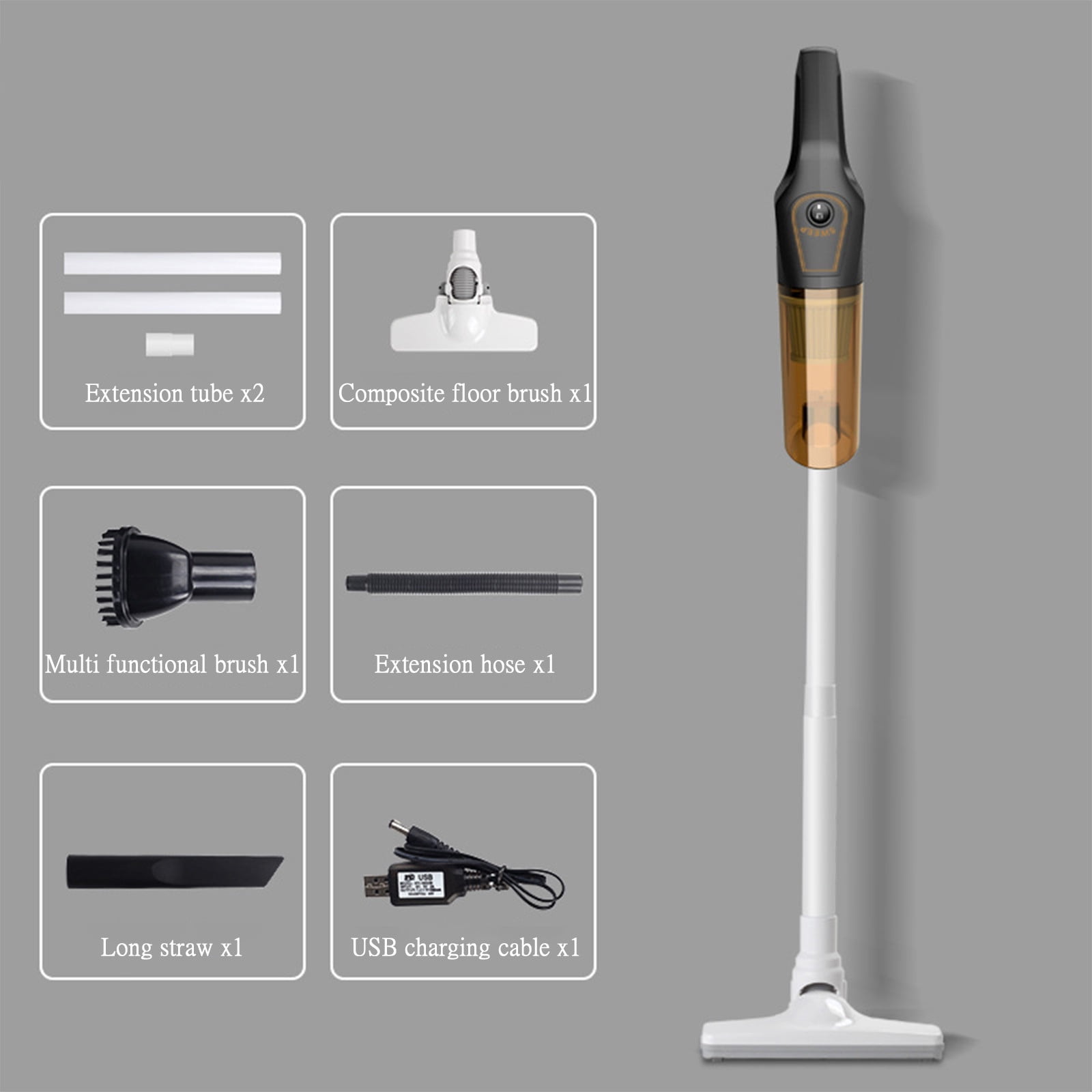 Efficient Quiet 3-Speed Stick Vacuum, Powerful Suction Vacuum Cleaner with 30 Mins Runtime, for Home, Carpet, Hardwood Floor, Pet Hair Cleaning, 37.8x9.05in