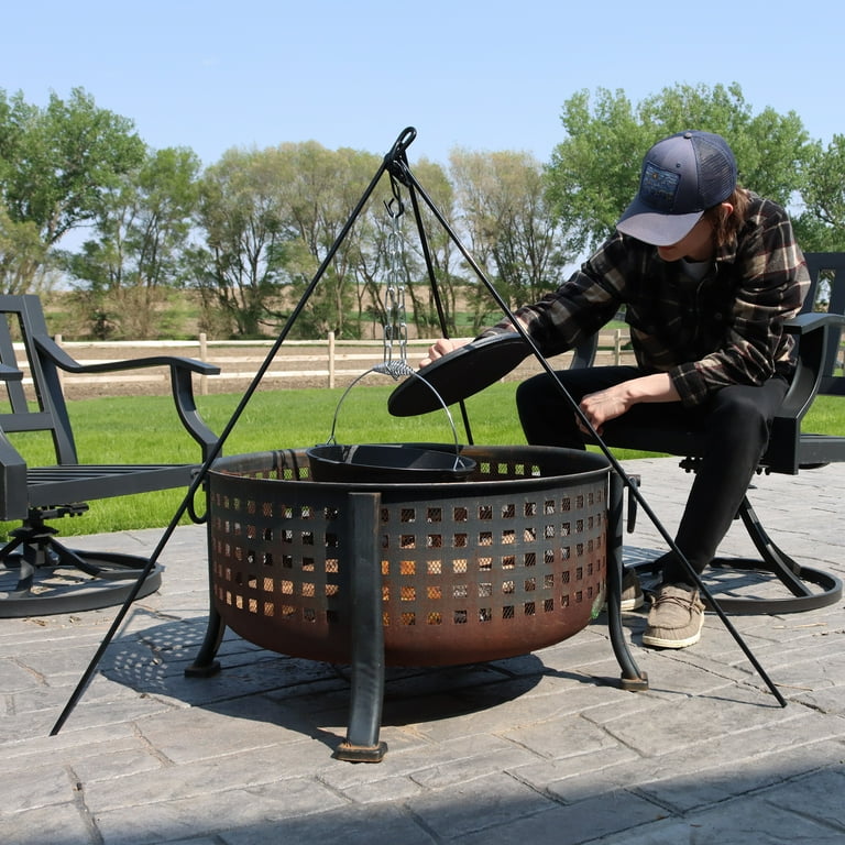 Tripod grill top for fire pit