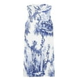 thumbnail image 3 of Blue Chinoiserie Toile Spring Summer Dresses for Women Fashion T-shirt Dress Casual Sleeveless Loose Sundress with Pockets, 3 of 5