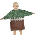 thumbnail image 3 of Green and Brown Football Stitch Pattern Blanket Hoodies for Kids 6-13YR Oversize Wearable Blanket Hoodies for Boys Girls Teens, 3 of 7