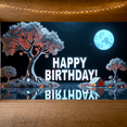 thumbnail image 4 of Modern Stylish Birthday Banner with Moonlit Tree Scene Background Party Decoration Photography Props Birthday Party Backdrop Decorations, 4 of 7