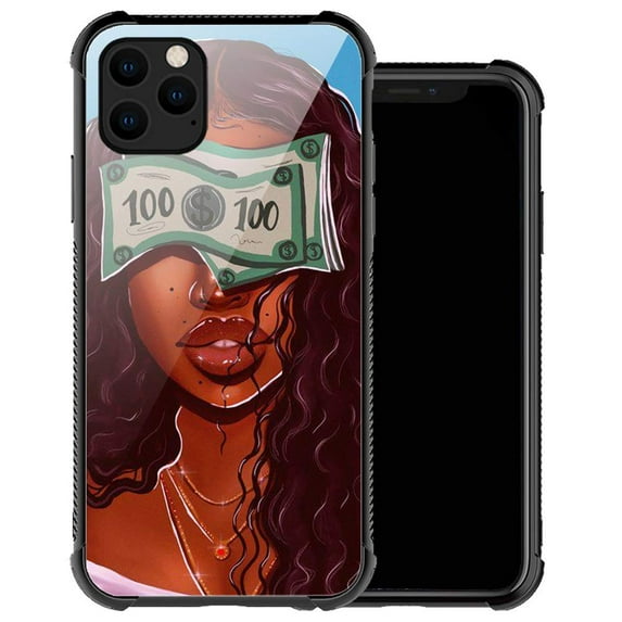 Case for iPhone 11 Pro,Girly Black girl 19 Pattern TPU Bumper Anti-Slip Case