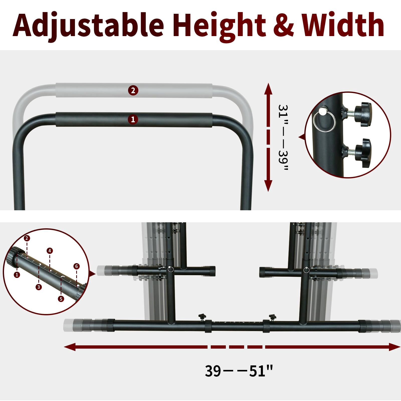 Power Tower Dip Station Pull Up Bar Stand Adjustable Height Heavy Duty Multi-Function Fitness Training Equipment Home Gym 550Lbs Capacity Detachable Bench Foldable Full Body Workout Steel Frame