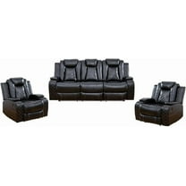 AYCP Multifunction Power Air Leather Recliner Sofa Set with LED Lights, Living Room Furniture, Reclining Sofa, loveseat, Chair with USB Port/Storage Sofa 2 Chairs