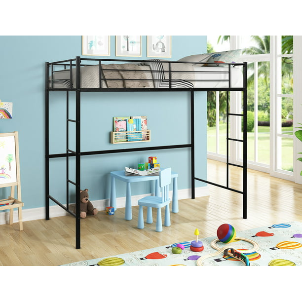 Metal Loft Bed Btmway Twin Size, Joplin Twin Loft Bed With Desk And Bookcase