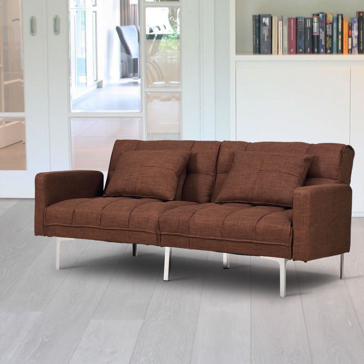 Costway Futon Sofa Sleeper Loveseat Convertible Bed Adjule Costway Futon Sofa Sleeper Loveseat Convertible Bed Adjule Armrests Backrests Com