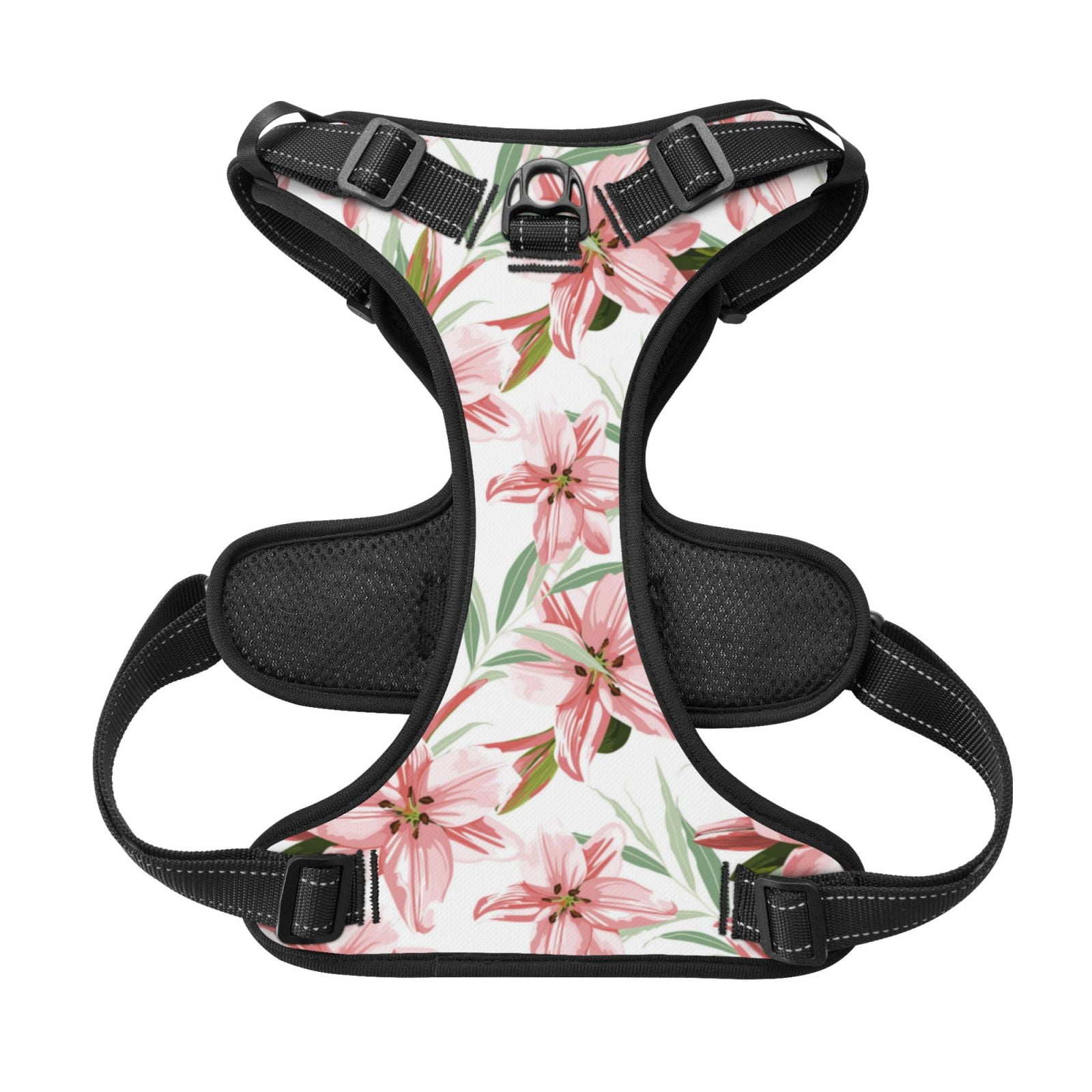 Kdxio Lilies Flowers Print No Pull Dog Harness Adjustable Reflective Oxford Easy Control Medium Large Dog Harness for Training and Everyday-Small