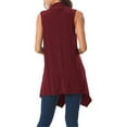 thumbnail image 4 of Lightweight Summer Cardigan for Women New Women's Sleeveless Draped Open Front Cardigan Vests Asymmetric Hem Lightweight Tops Dressy Casual Blouse Wine M, 4 of 4